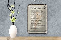 Blechschild Pferd 12x18cm Reitbahnregeln wer Reithalle Dekoration