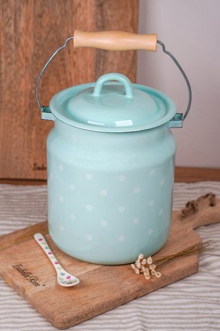 Emaille Milk Can Colka Dot Blue 3,3L Isabelle Rose