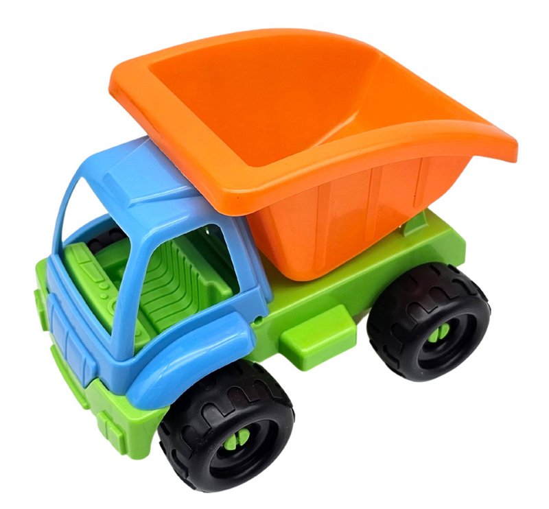 Zabawkowy wywrotka z kolorowego plastiku, wymiary ok. 20 x 15 x 13,5 cm