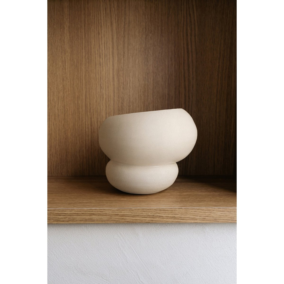 Handmade vase Leya from Portuguese ceramics matt ecru 25 x 20 cm
