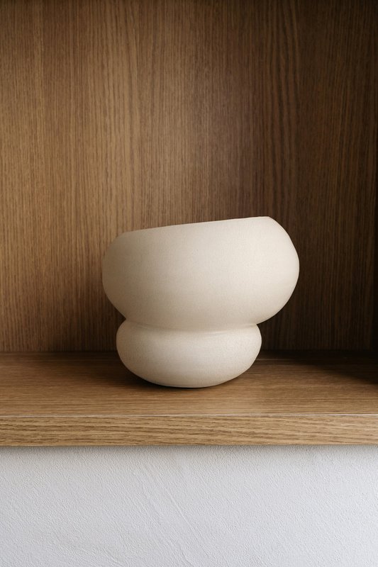 Handmade vase Leya from Portuguese ceramics matt ecru 25 x 20 cm