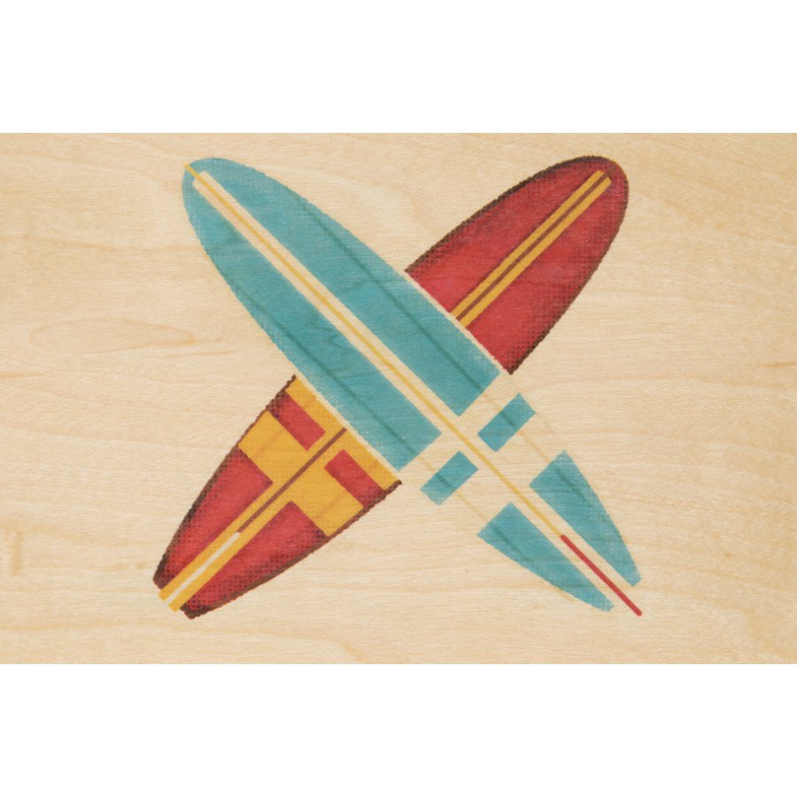travel surf wooden postcard