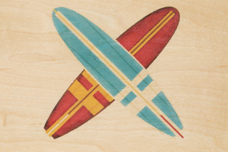 travel surf wooden postcard