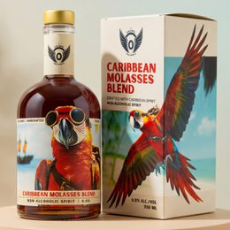 Volante Caribbean Melasse Blend 0,0% – Alcoholvrije Rum-Style Spirit – 700 ml – Geschenkdoos