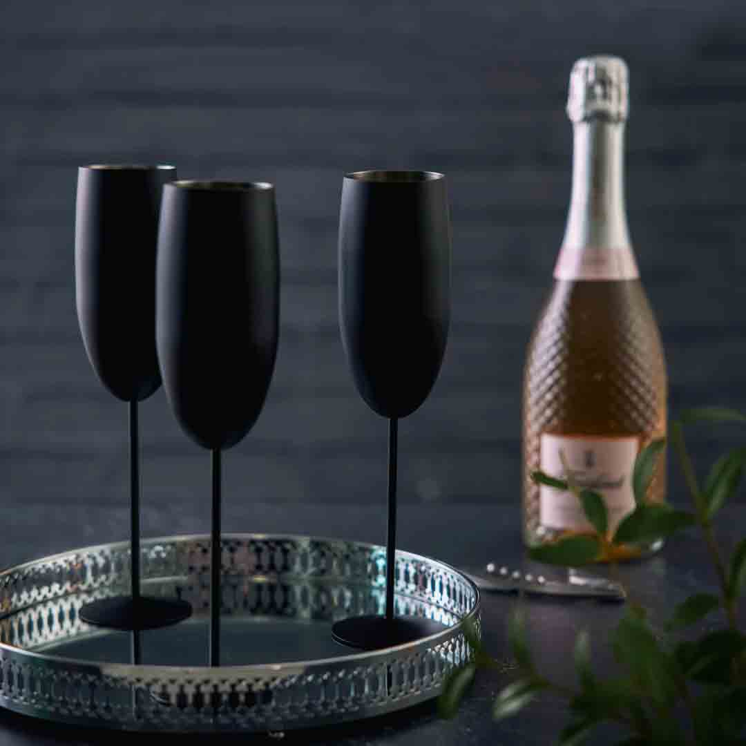 Champagne flauta negra mate 4x28.5cl