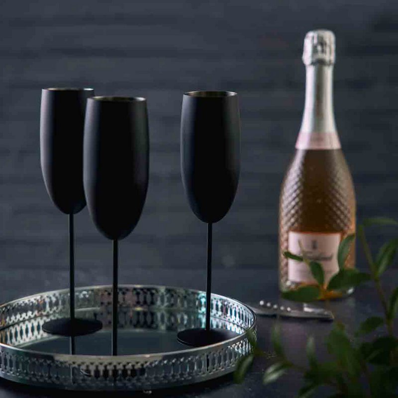 Champagne Flute black matt 4x28.5cl