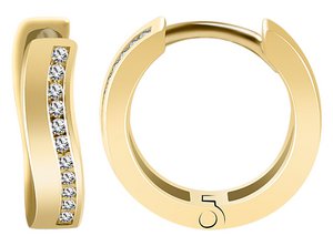 333/- Gold "Helmi" folding hoop earrings, zirconia trim, yellow gold, 8 carat