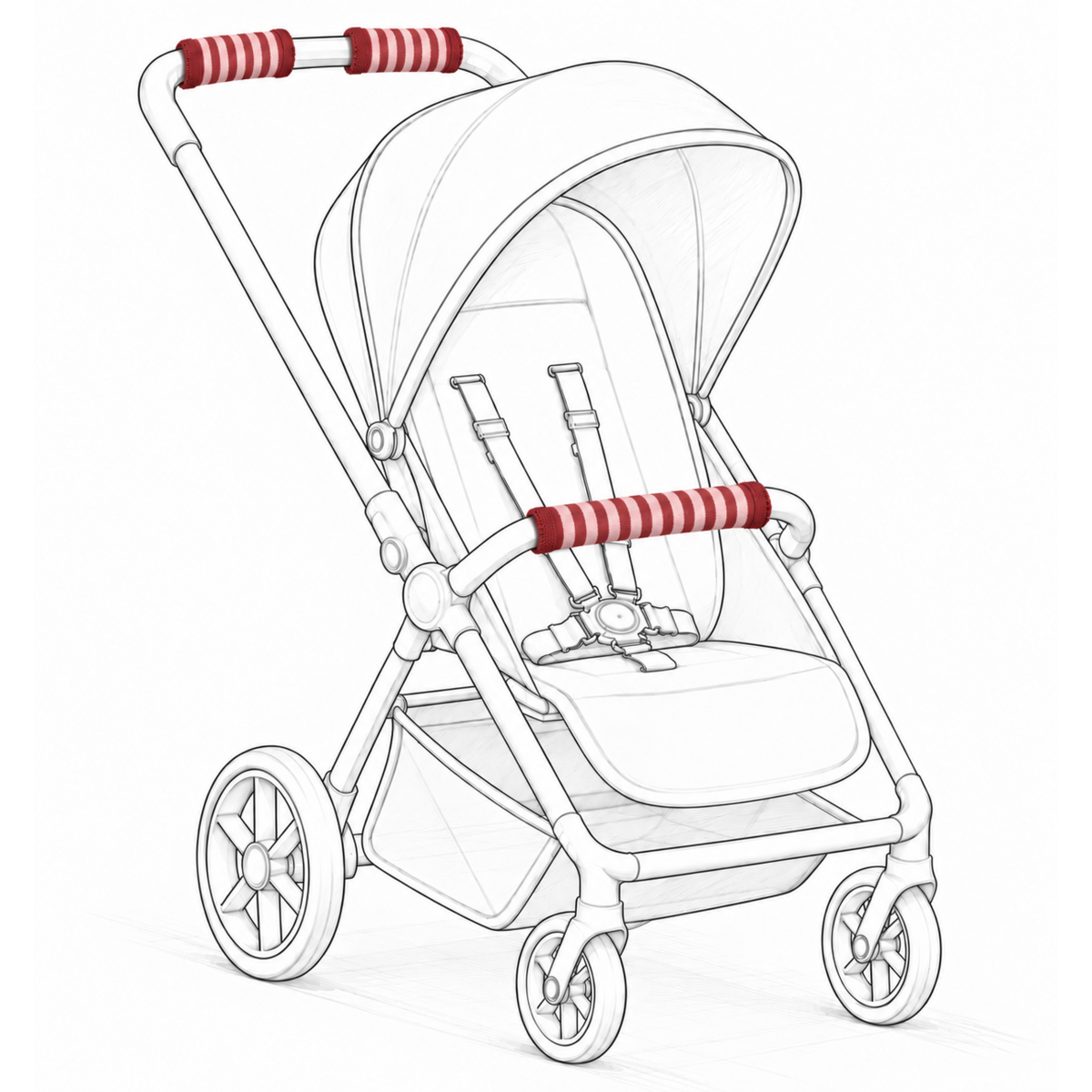 Strawberry House kinderwagenhandvat en bumperbeugelhoezen