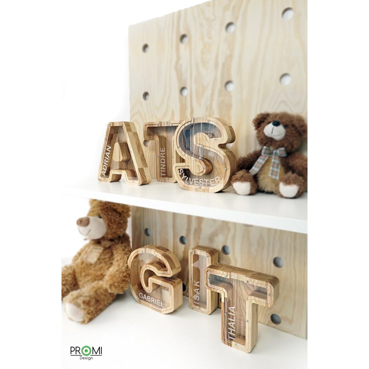 Wooden Piggy Bank Lille, brevpengebank, møntkasse, træboksepenge, sparer pengeboks