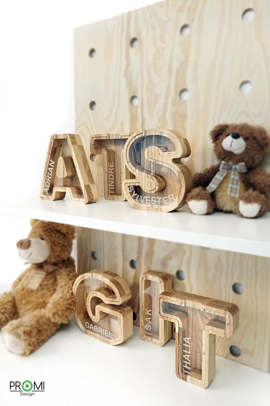 Wooden Piggy Bank Lille, brevpengebank, møntkasse, træboksepenge, sparer pengeboks