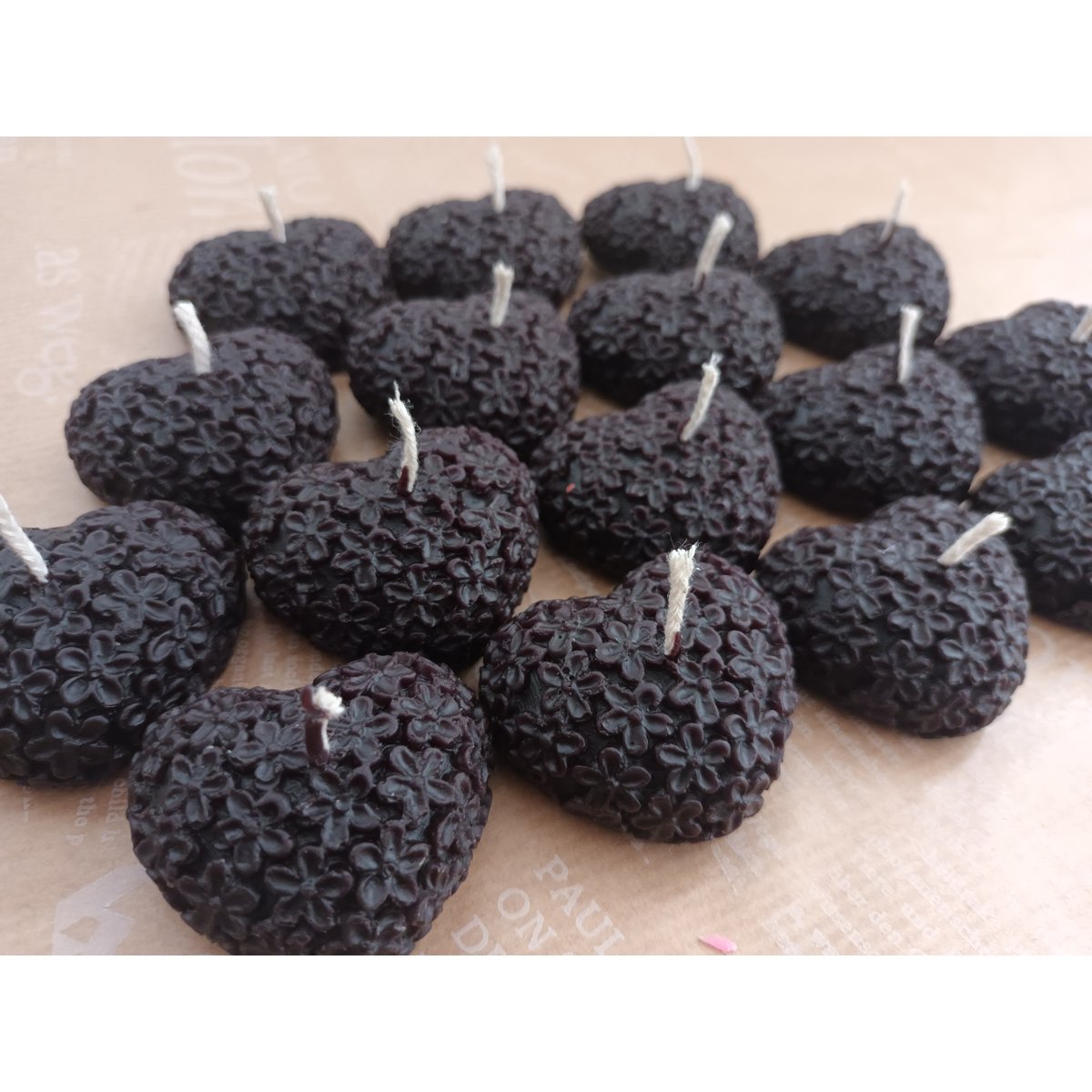Bougies chauffe-plat en forme de cœur en cire d'abeille - Couleur noire