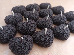 Heart Shaped Beeswax Tealight Candles - Black Color