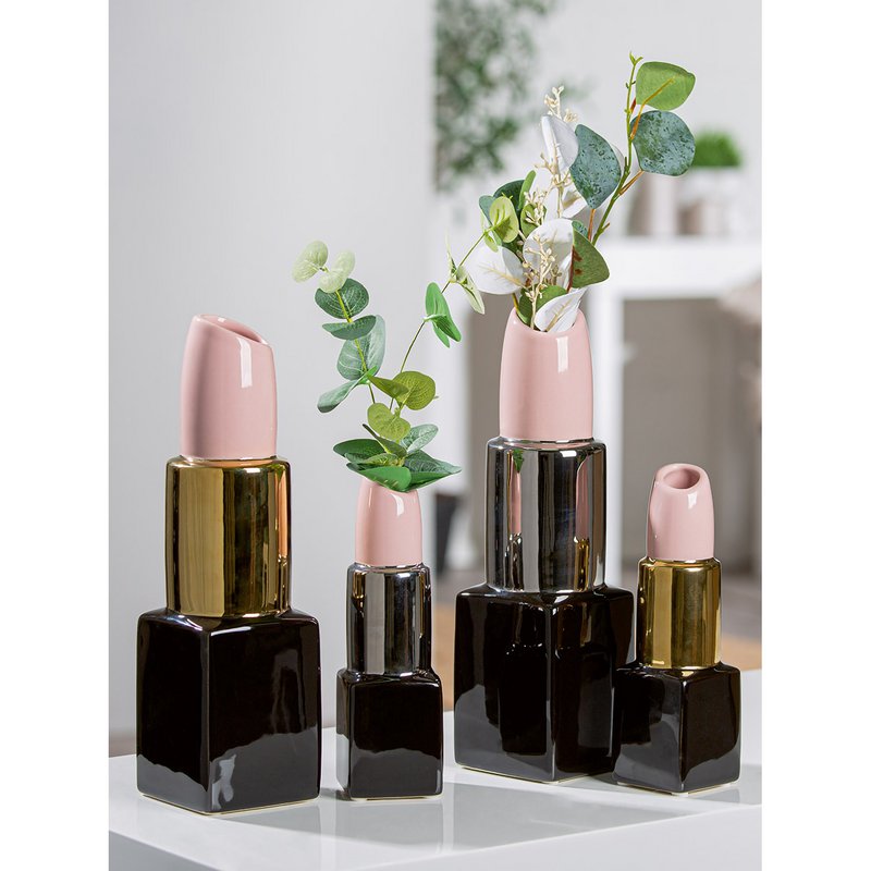 Vase Lippenstift Milano gold H.30 cm