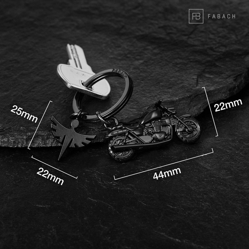 Llavero de motocicleta "Chopper" con ángel de la guarda - ángel amuleto de la suerte para motociclistas fanáticos de chopper
