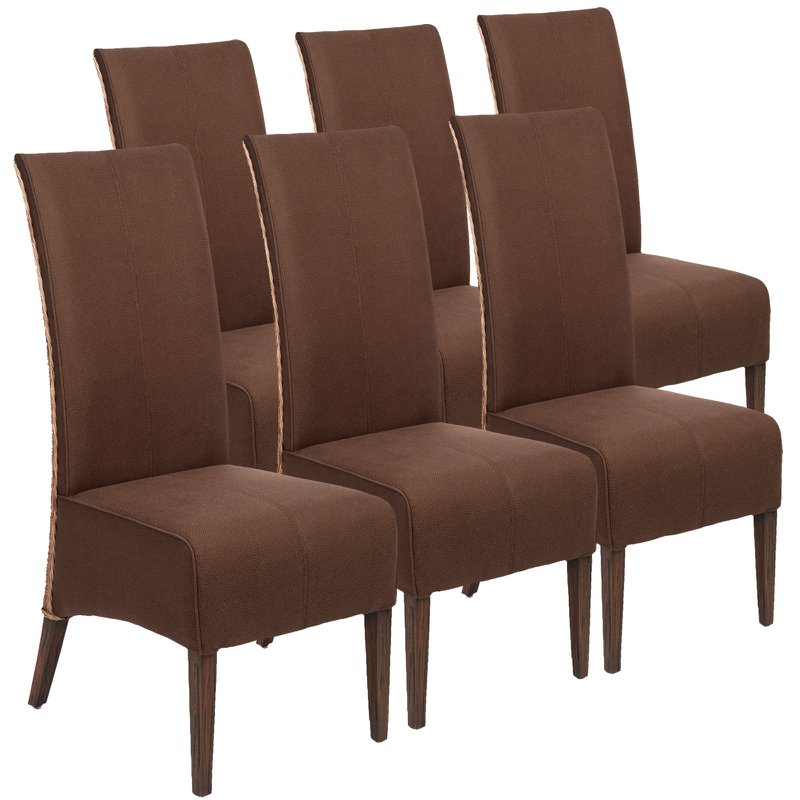 Rattan chairs Set 6 piece of dining room chairs upholstered chairs antonio brown upholstery wildleather look