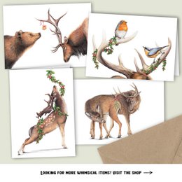 Birds on Antler Christmas Card, Greeting Card, Holiday Card 12,3 x 17,5 cm