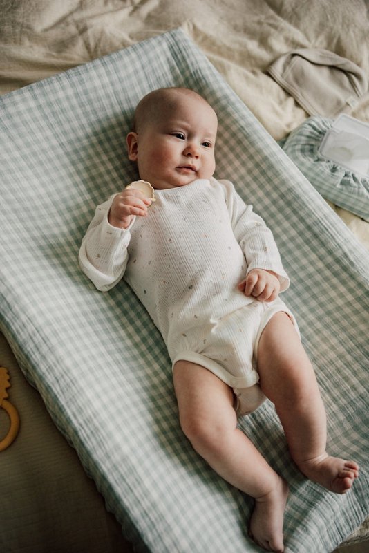Coperchio da cambio del pannolino Tisu, Mint Gingham leggero