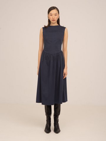 Frame blauwe midi-jurk