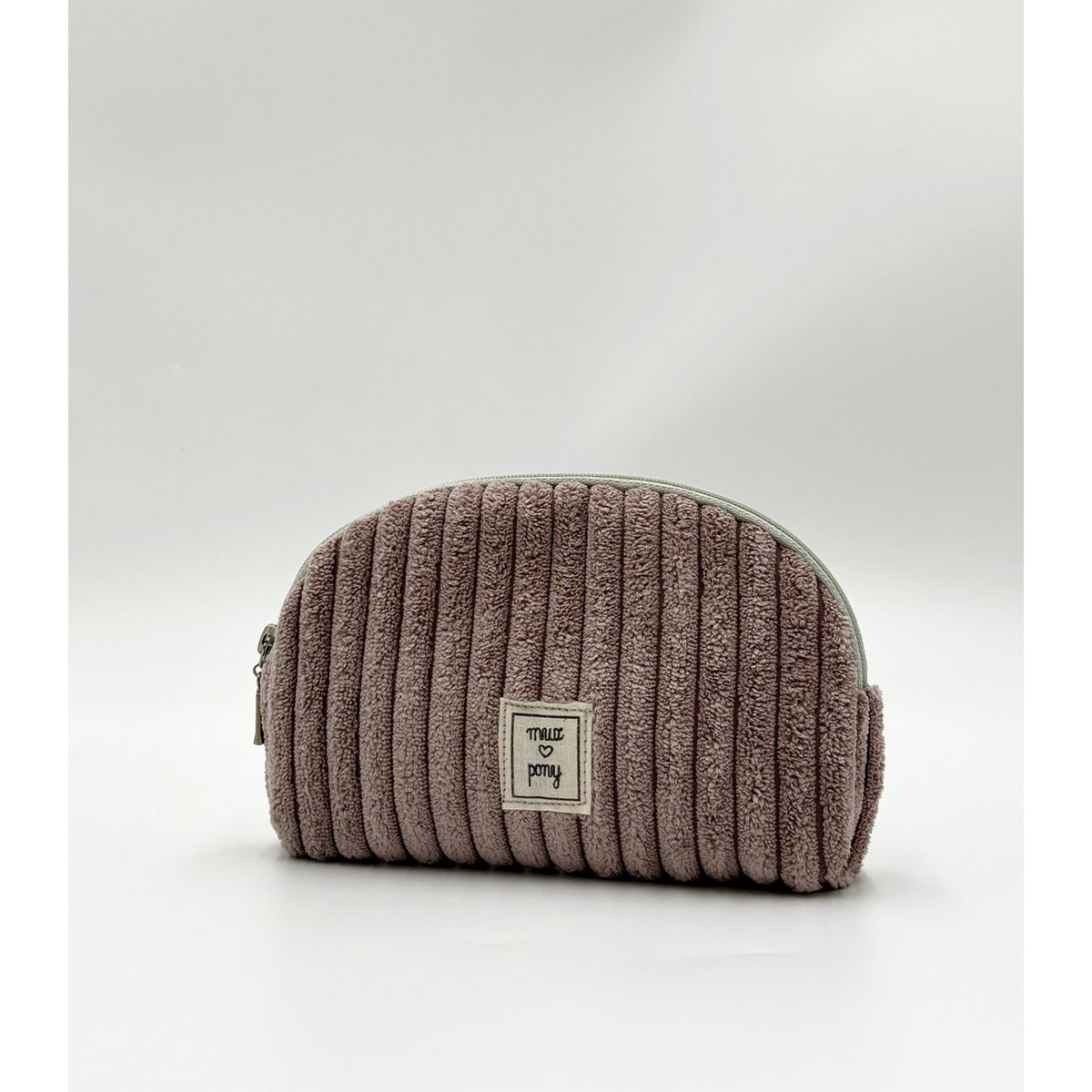 Magenta Grijs - Corduroy Vanity Bag met waterdicht interieur