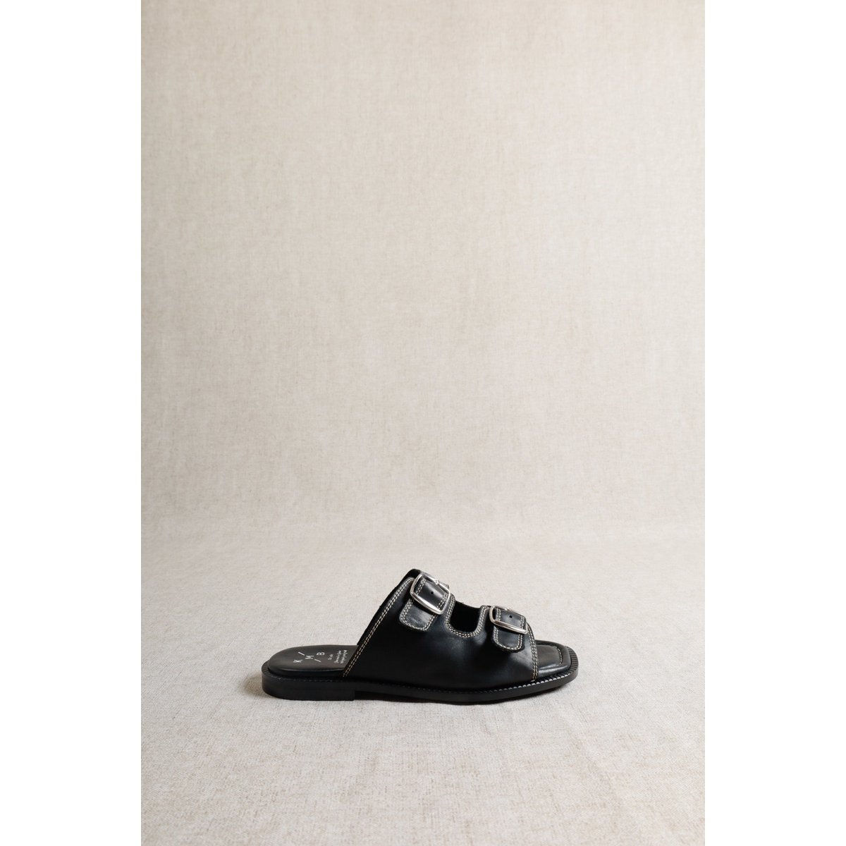 MOSS BLACK – Ciabatte in nappa con doppia fibbia