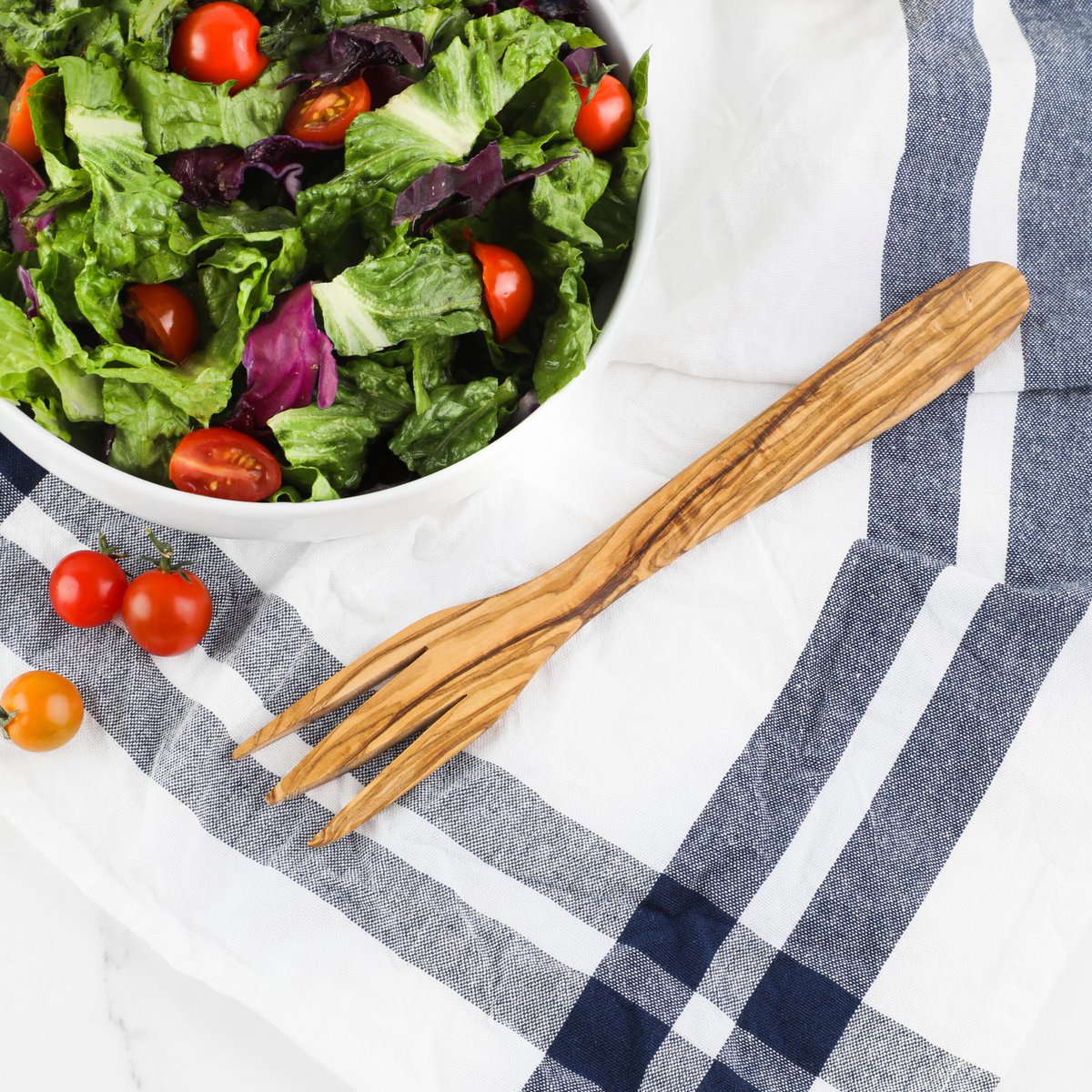 Fourchette à salade en bois d'olivier – Ustensiles en bois naturel faits à la main
