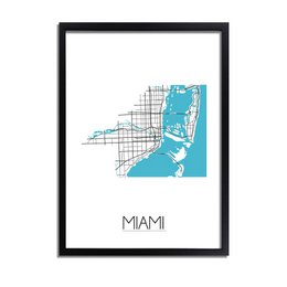 Cartel del mapa de Miami