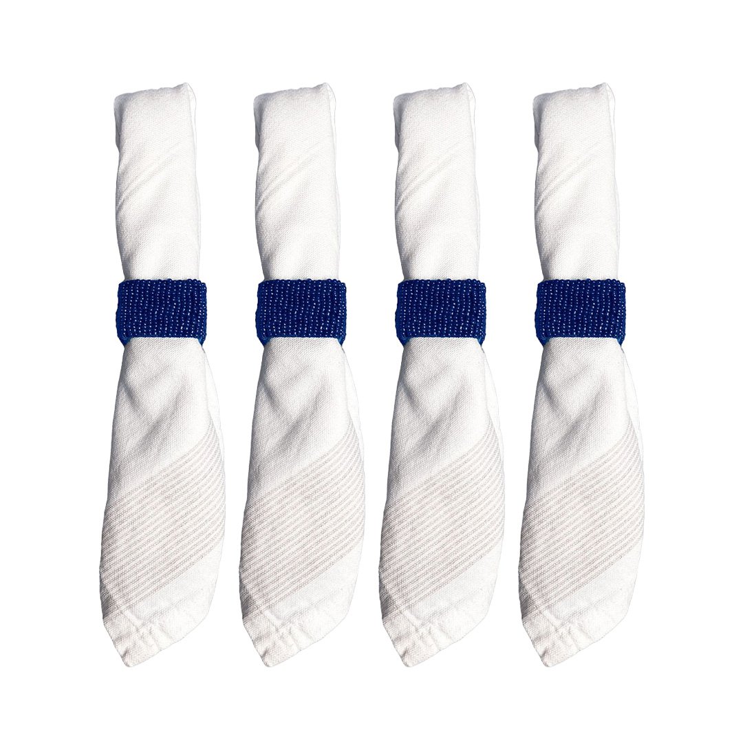 Conjunto de 4 rondas de perlas azul oscuro rectangular