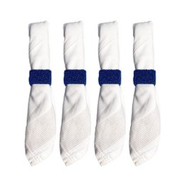 Conjunto de 4 rondas de perlas azul oscuro rectangular
