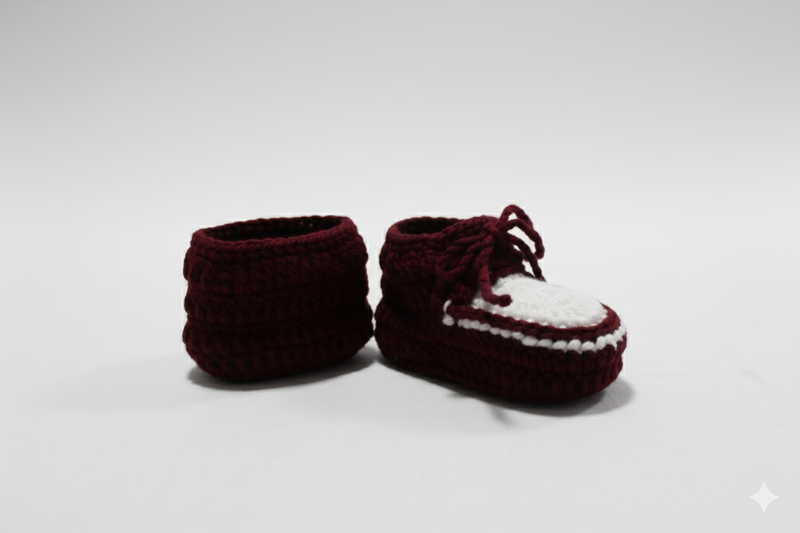 Handgehaakte Babyslofjes Classic Diep Rood- Uniek, Zacht & Hoge Kwaliteit