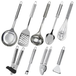Set of 9 Fackelmann Oval stainless steel kitchen utensils