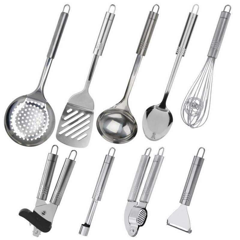 Ensemble de 9 ustensiles de cuisine inox Fackelmann Ovale