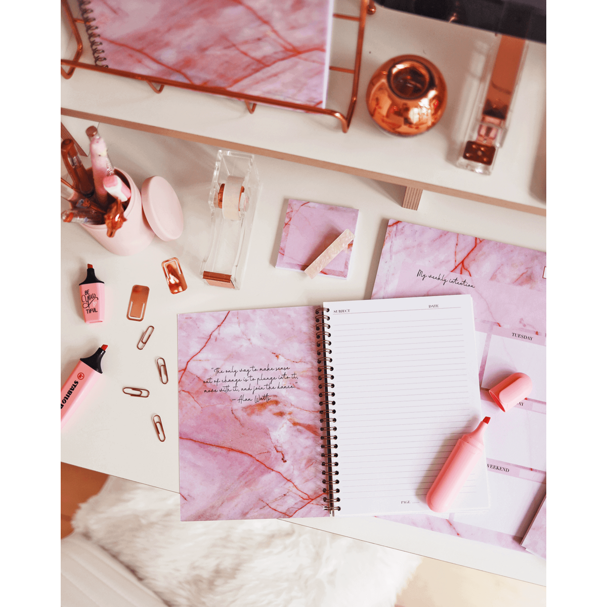 A5 Spiral Notebook in Luxurious Rose Quartz