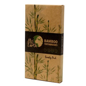 Bamboo Toothbrush - White - Family Pack of 4 - Med Soft