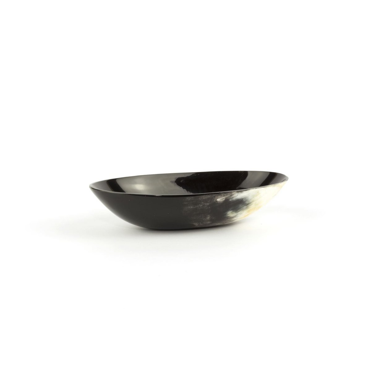 Coupe ovale en corne noire marbrée