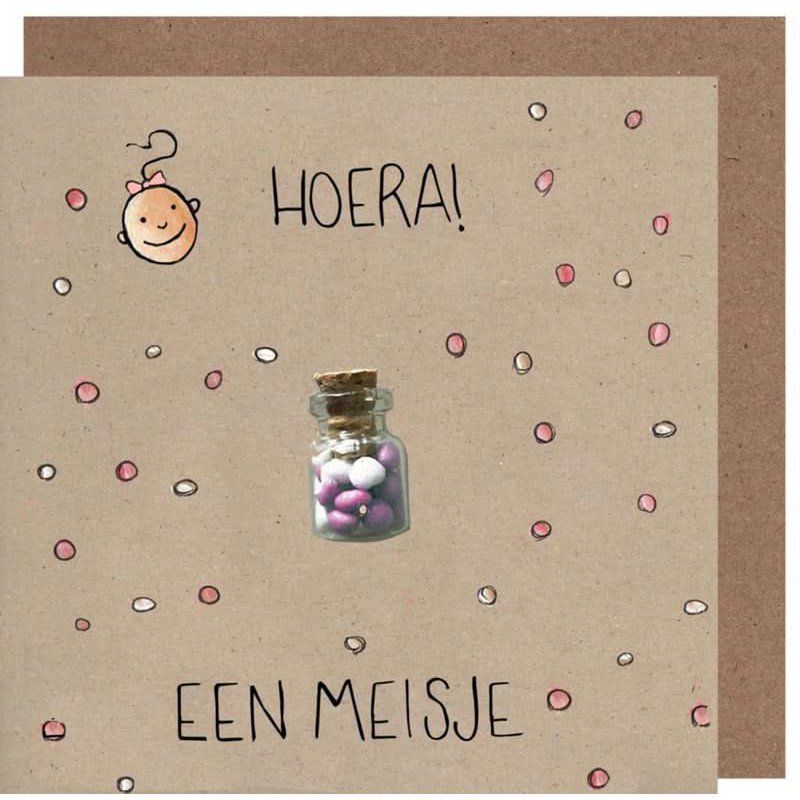 Greeting card kraft hurray a girl