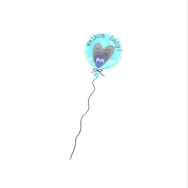 Karte Blauer Baby-Ballon