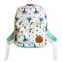 Kids backpack Octopus - Sustainable school bag made from recycled PET bottles - For toddlers and preschoolers - Multiple compartments - Unique design hand-painted by Mies