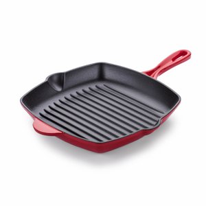 Rosmarino Cast Iron Grill Pan - Red - 27cm