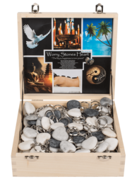 Metal Keychain, Worry Heart Natural Stones,