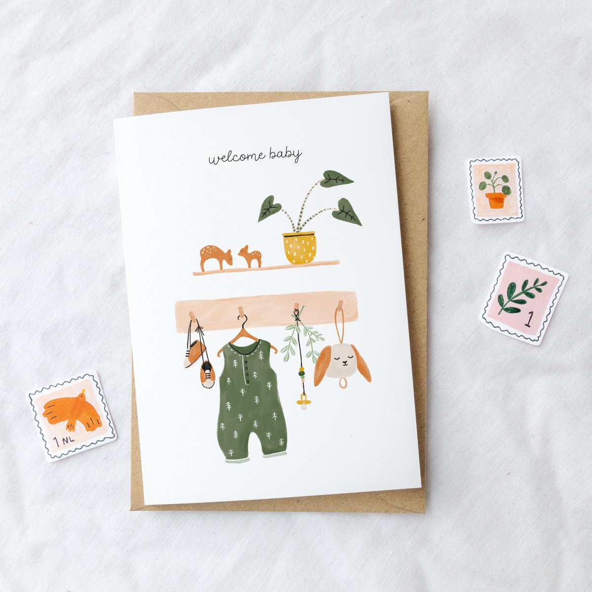 Baby card | Welcome baby | Romper