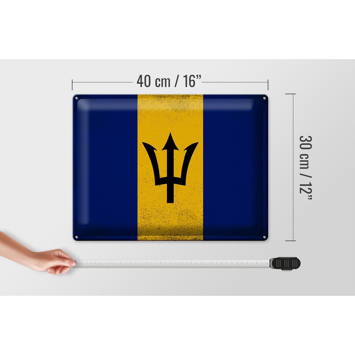 Tin Sign Flag of Barbados 40x30cm Flag of Barbados Vintage