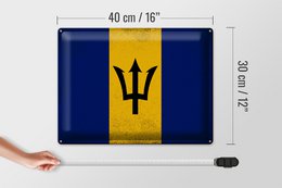 Cartel de chapa Bandera de Barbados 40x30cm Bandera de Barbados Vintage