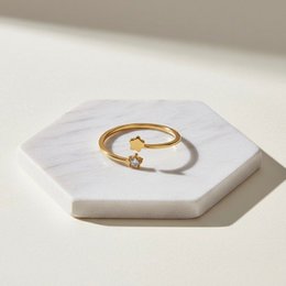Stellar Touch - Anello regolabile con Stella e Zircone- Acciaio Placcato oro Waterproof