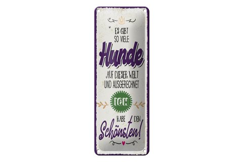 Blikken bord met de tekst 27x10 cm zoveel honden, ik heb het mooiste decoratieve bord