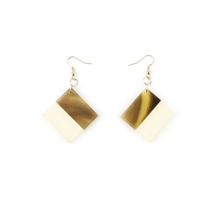 Ivory lacquered square earrings