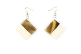 Ivory lacquered square earrings