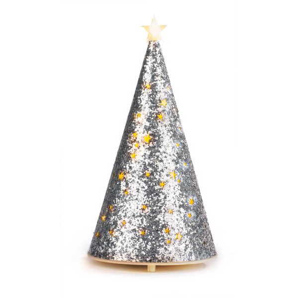 LaterneTanne + LED 11x22 cm VE 12 zilver