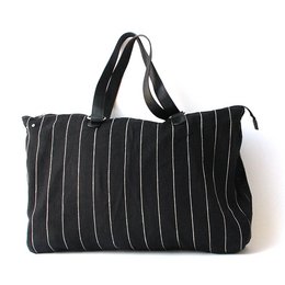 ANNA NERA Fairtrade Big Bag M - Met rits - Strandtas - Weekendtas - Shopper yute M negro 400-013