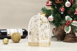 3D Pop up julekort Glædelig jul med snefnug og gyldne julestjerner