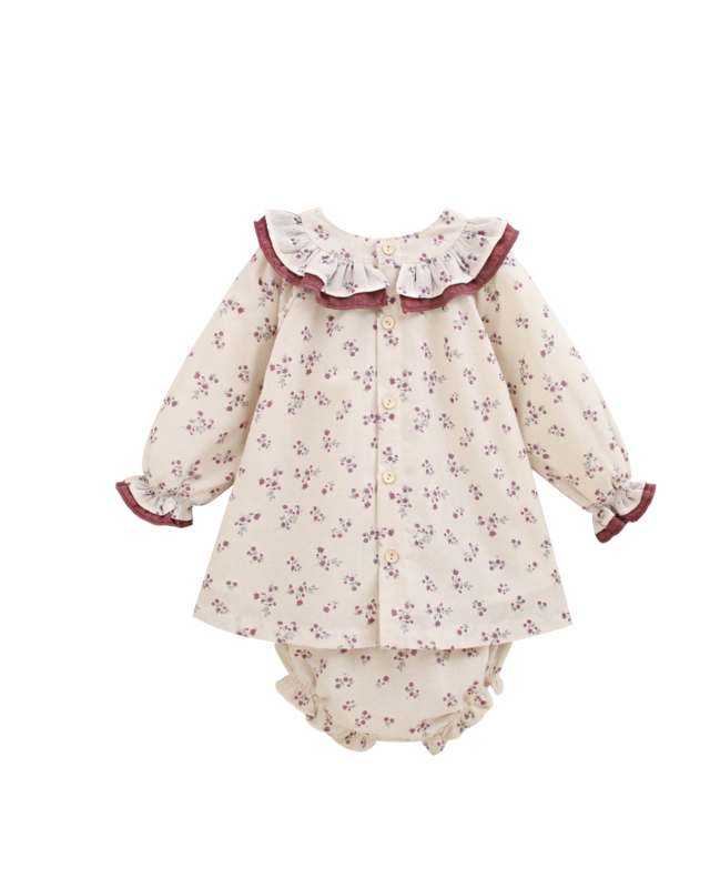 Babykleid mit Blumendruck und Pompon-Detail P71-11604032
